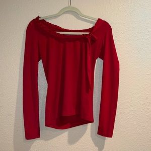 Red Long Sleeve with decorative ribbon tie